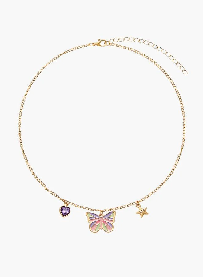 Flora Bella By Shoexpress Butterfly Pendant Necklace With Lobster Clasp Closure - Set Of 2